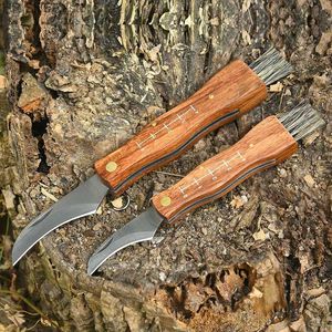 Couteaux tactiques Mini couteau à champignons d'extérieur EDC manche en bois en acier inoxydable tranchant Camping chasse survie couteau pliant multifonctionnel BrushL2403