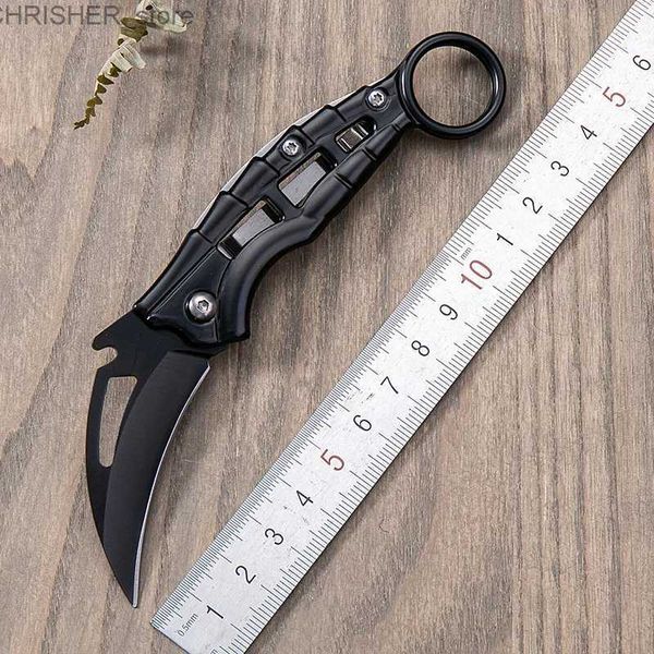 Cuchillos tácticos Cuchillo plegable al aire libre personalizado Cuchillo plegable pequeño Cuchillo de corte para barbacoa War Wolf Mini cimitarra plegable ScimitarL2403