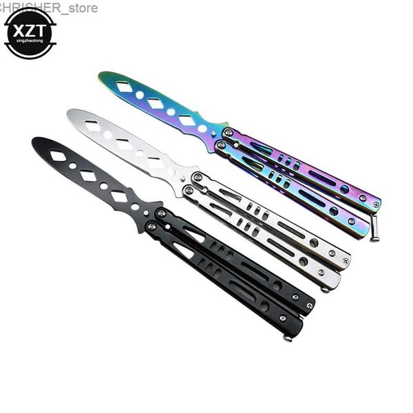 Couteaux tactiques Couteau pliant portatif pour CSGO Balisong formateur en acier inoxydable poche pratique nouveau couteau outil de formation en plein air GamesL2403