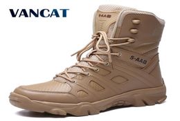 Bottes pour hommes tactiques Force spéciale en cuir étanche du désert combat de la cheville botte armée de travail des hommes plus taille 39-47 2010192219876