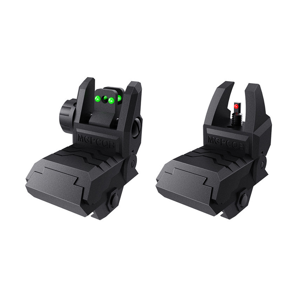 Taktisches MGP CQB Fiber Optics Armor Gen 1 Back-Up Sight, verbesserte vordere und hintere Klapp-Klappvisiere, rot-grünes Fiber Sight für M4 AR15, passend für Picatinny Weaver Rail