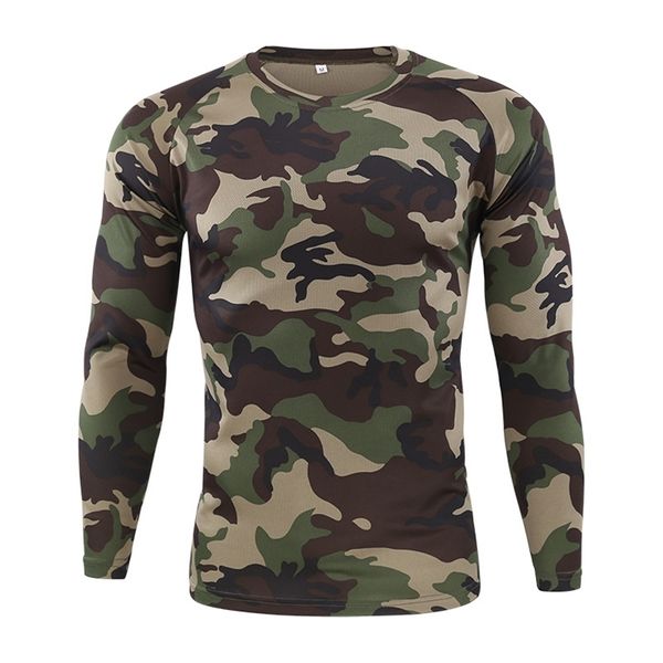 Tactique Militaire Camouflage T-shirt Hommes Respirant À Séchage Rapide US Army Combat À Manches Complètes Fitness Streetwear Multicam T-shirts 220214