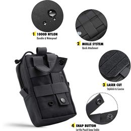 Tactical Molle EDC Pouch Cell Spouch Suppil Pack Pack para iPhone 14 Pro Max/13 Pro Max/12 Pro Max/11 Pro MAX/XS MAX