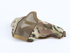 Tactische Paintball Maskers Beschermend Airsoft Masker Outdoor Jacht Half Ondergezicht Metaal Staal Net Mesh Mond Half Gezichtsmasker1345015