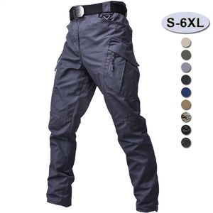 Pantalons tactiques hommes en plein air usure de cargaison pantalon imperméable multipocle multipocle ripstop swat randonnée pantalon bourse armée 6xl 240403