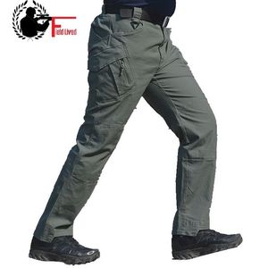 Pantalons tactiques Hommes Pantalons militaires MALE Army TROUSERS IX9 Pantalon cargo en coton Taille élastique Beaucoup de travail de poche Combat SWAT Vêtements LJ201007