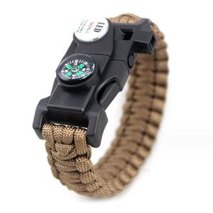 Pulseras tácticas de paracord Supervivencia al aire libre Rescate Cordón de paracaídas Pulsera 20 en 1 Senderismo Camping Escape Pulsera Kits de herramientas EDC para hombres y mujeres