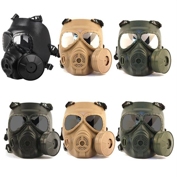 Máscara de lente de PC táctica Airsoft Paintball Tiro Equipo de protección facial Cara completa con filtración de aire Fan280n244C