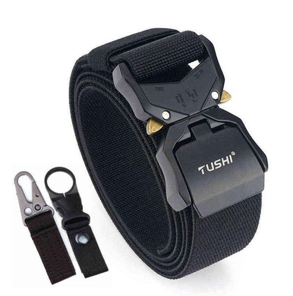 CELaire de police tactique ceinture de nylon militaire longueur ajusté Longueur automatique Boucles métalliques