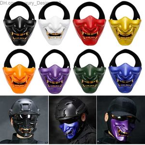 Tactique Prajna demi-masque facial samouraï Hannya horreur crâne Halloween demi-marques de protection chasse Airsoft Paintball accessoires Q230824