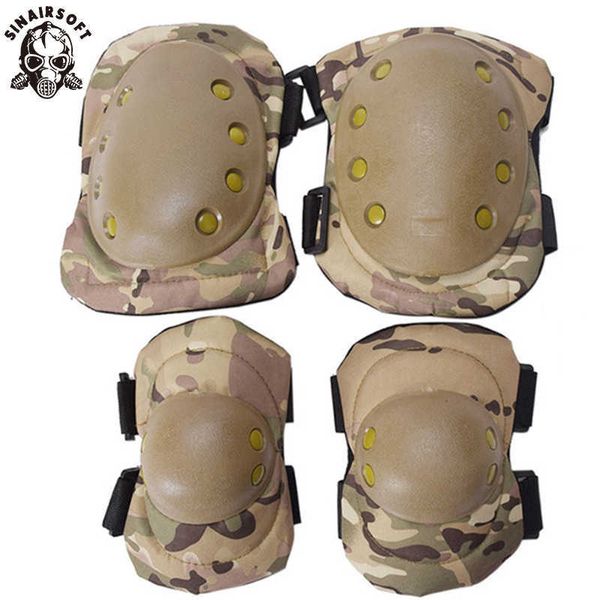 Protecteur de protection tactique Genouillères Coudières Ensemble Combat Airsoft Coussinets de protection Multicam Genouillere Sport Blessure Q0913