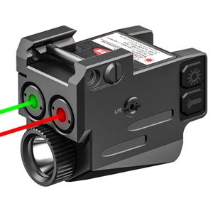 Lampe de poche rechargeable USB avec lumière laser rouge et verte tactique pour visée laser légère 500 lumens