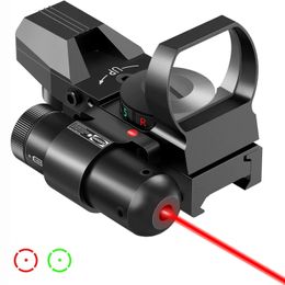 Lunette de visée tactique avec optique de chasse au laser Red Green Projected Dot Sight Reflex 4 Reticle Scope Collimator Sight pour 20mm Rai