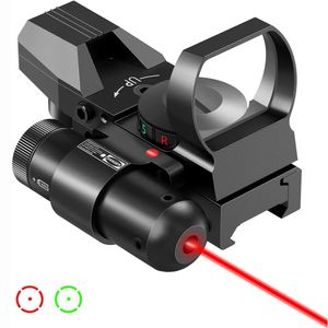 Tactical Riflescope met Laser Hunting Optics Rood Groen Geprojecteerd Dot Sight Reflex 4 Richtkruis Scope Collimator Sight voor 20mm Rai