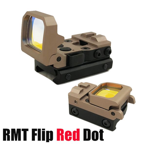 Mira plegable táctica RMT Flip Red Dot Sight holográfica con montaje Picatinny de 20mm Color bronceado