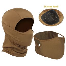 Tactische Schieten MaskMilitaire Volledige Gezicht Hoofddeksels Halfface Masker Siliconen voor Airsoft Paintball Fietsen Jacht Motorfiets 240312