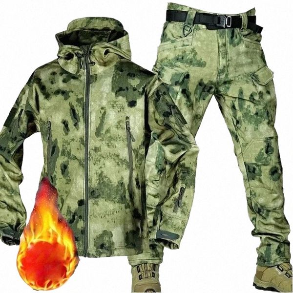 Tactique Soft Shell Camoue Veste Ensembles Hommes Armée Coupe-Vent Vêtements De Chasse Imperméables Camo Militaire Veste Et Pantalon Mâle h5P6 #