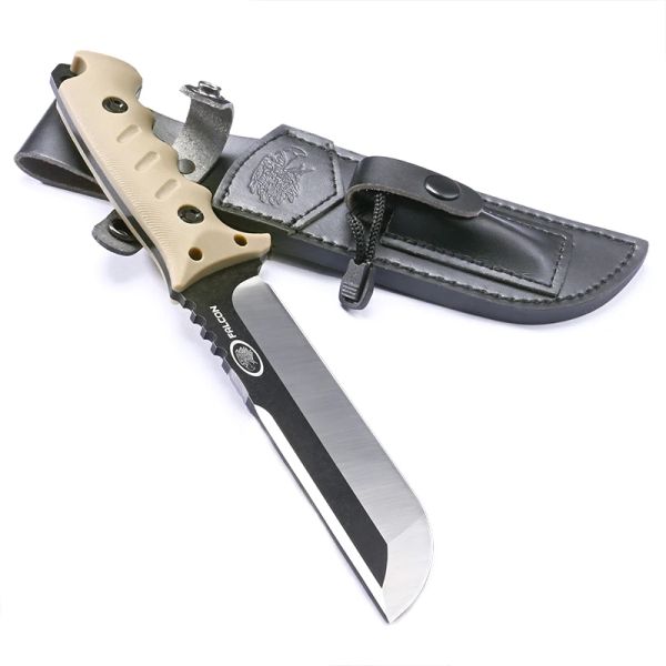 Cuchillo recto táctico DC53 para acampar al aire libre, autodefensa, jungla, caza, supervivencia, cuchillo con funda