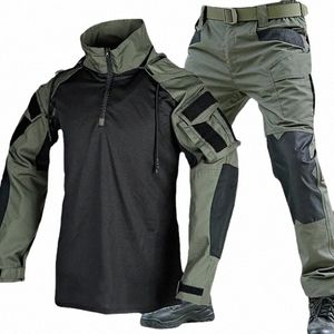 Tactische Pak Mannen Shirt Broek 2 Delige Sets Outdoor Airsoft Camoue Militaire sneldrogende Ripstop CS Paintball SWAT Schieten 60wN #
