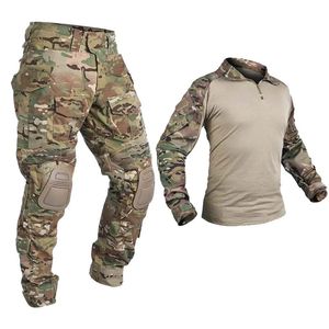 Tactische pakken Airsoft Paintball Men Clothing Militaire uniforme pads Multi -zakken US Camouflage Combat Shirts Cargo Pants 240429