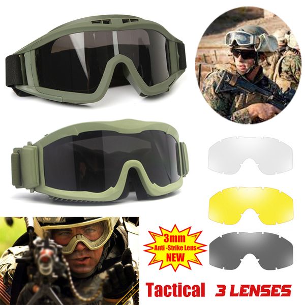 Gafas de sol tácticas JSJM Varios estilos 3 lentes Gafas tácticas Hombres Tiro militar Gafas protectoras Caza al aire libre Gafas a prueba de viento a prueba de polvo 230905