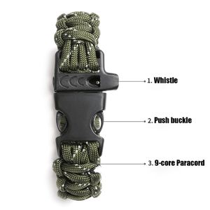 Survival tactique Luminal 550 4 mm Bracelet de bracelet Paracord Kit de vitesse d'urgence extérieure avec sifflet SOS LED Rescue