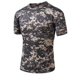 T-shirts tactiques compacts tactique pour le séchage rapide - Hunter Combat Mens Adapté à manches courtes à manches courtes Camouflage de camouflage T-shirt 240426