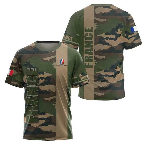 T-shirts tactiques T-shirts French Camo Mens T-shirt Assault Team Veterans 3D Forces spéciales Short Shirtic Tactical Homme Vêtements Host 240426