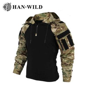 Tactische t-shirts Han ye Us Army CP Camouflage Multi Cam Military Combat T-Shirt Mens Tactical Shirt Air Gun Color Bullet Camping Hunting Suit 240426