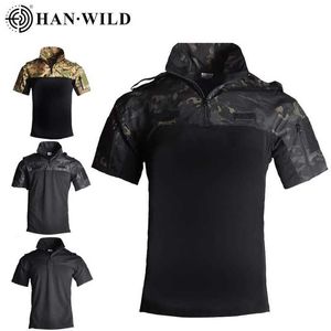 T-shirts tactiques Randonnée T-shirt tactique Airsoft Mens - Camouflage Battle Shirt Camping Army Hunting Suit respirant 240426