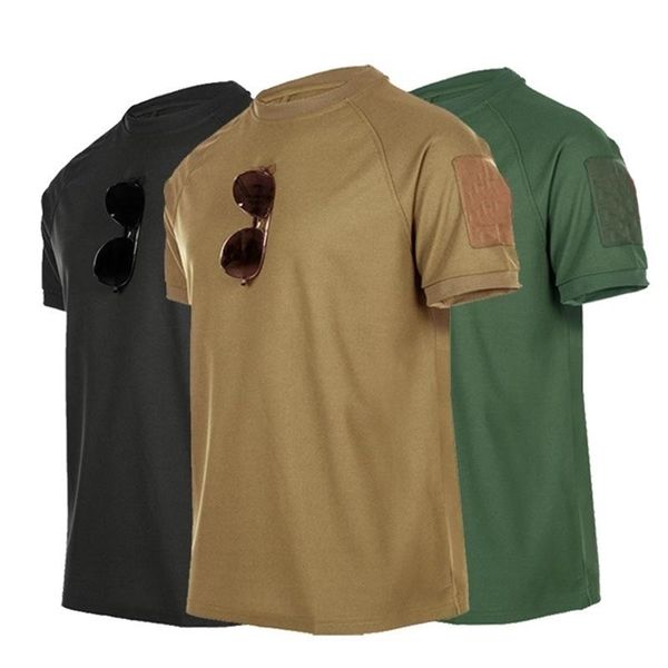 Camisetas tácticas Hombres Deporte al aire libre Camiseta militar Camisa de manga corta de secado rápido Senderismo Caza Ejército Ropa de combate Transpirable 210716