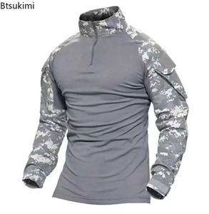 T-shirts tactiques pour hommes T-shirt T-shirt T-shirt T-shirt Military Camouflage à manches longues Coupage de sport confortable