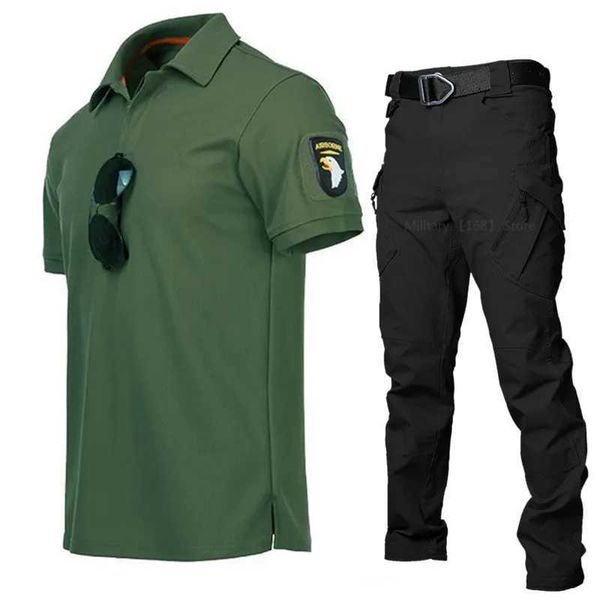 T-shirts tactiques pour hommes Set T-shirt de camouflage tactique T-shirt de séchage rapide Camouflage Camouflage T-shirt à manches courte Costume de randonnée 240426