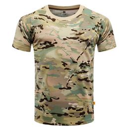 Camisetas tácticas Mens Sports Camiseta Táctica Táctica Militar Military Camuflage Camiseta Secado rápido Camiseta de batalla de caza de techo de senderismo de manga corta 240426