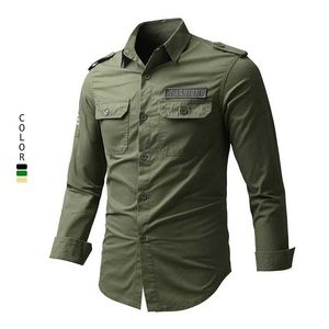 T-shirts tactiques Mentiers Spring and Automne Freight Shirt Homme Coton Coton lâche Coton brodé à manches longues en plein air T-shirt tactique militaire 240426