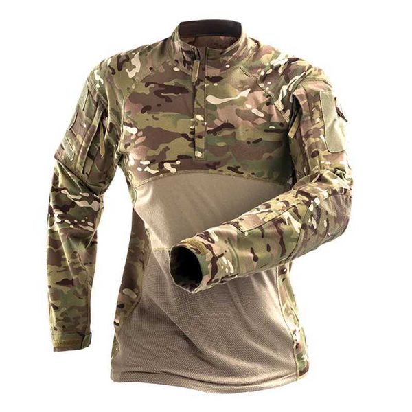 T-shirts tactiques pour hommes à manches longues à manches longues T-shirt militaire T-shirt extérieur sport tactique de chasse élastique tactique Top 240426