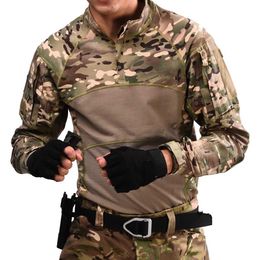 T-shirts tactiques pour hommes tactique tactique à séchage rapide T-shirt à manches longues Camouflage Bataille Color Bullet Camping Hunting Costume 240426