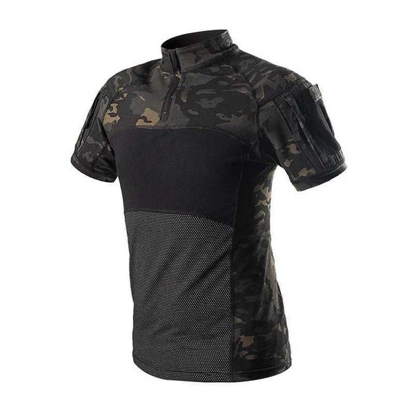 T-shirts tactiques T-shirt militaire pour hommes à manches courtes Camouflage Tactical Mens Mens Special Police Hunting Battle Multi Camera Camouflage Camouflage à manches courtes 240426