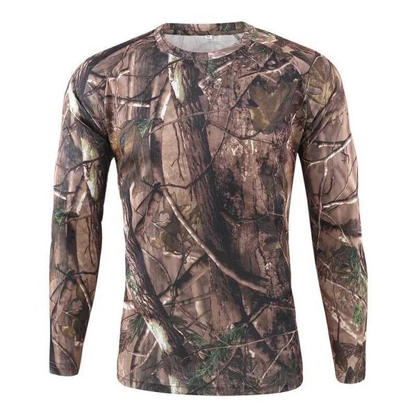 Camisetas tácticas Nuevos otoñales Spring Mens de manga larga camuflaje táctico camiseta camisa masculina camisa de caza de secado rápido 240426