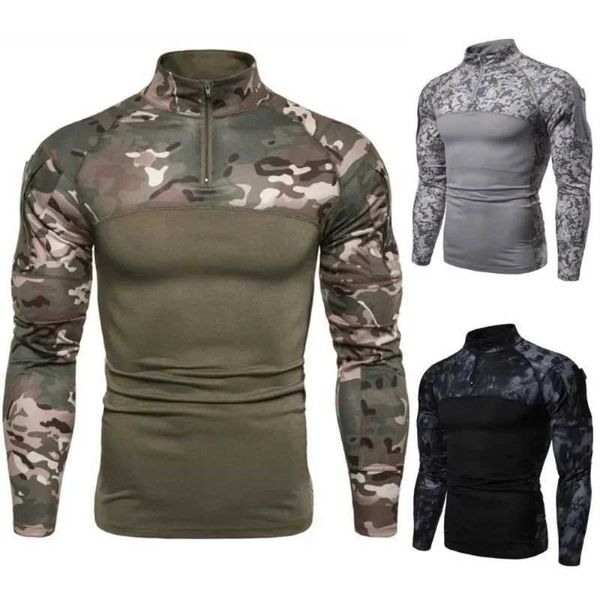 T-shirts tactiques Nouveaux t-shirts militaires pour hommes de camouflage avec fermeture à glissière