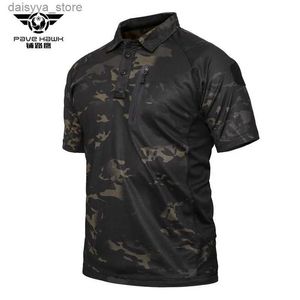 Tactische t-shirts plave havik tactische camouflage heren t-shirt ijs rock snel-droge slanke revers t-shirt tactische korte mouwenl231222