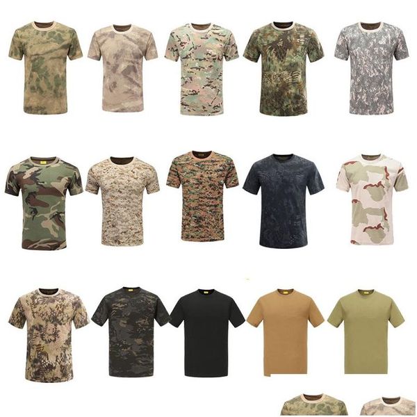 T-shirts tactiques tir t-shirt Robe de bataille uniforme BDU Armée de combat Camouflage Camouflage en plein air T-shirt de chasse N Dhxpy