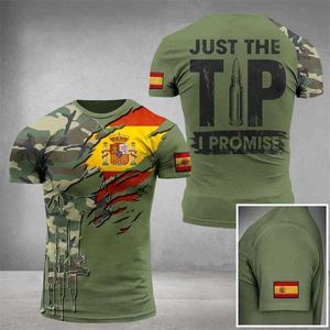 T-shirts tactiques T-shirt de drapeau espagnol T-shirt Camouflage 3D T-shirt imprimé O-cou surdimension