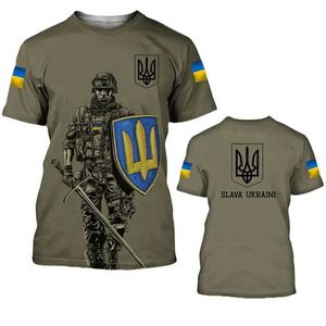 T-shirts tactiques drapeau ukrainien 3D T-shirt pour hommes imprimés Ukrainian Army Camouflage Jersey Summer Fashion Fashion Casual Womens T-shirt Surdimensionné Top 240426