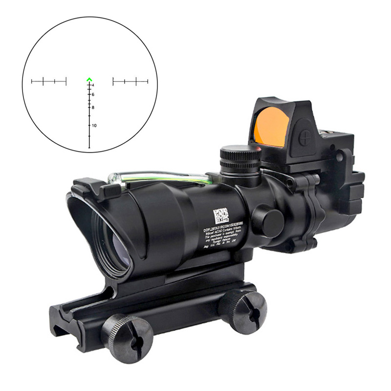 ACOG Fiber Source Scope 4x32 Grön upplyst riflescope med RMR Mini Red Dot Sight Chevron Glass Etsed Reticle Hunting Optics