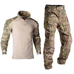 Tactisch Uniform Multicam Army Combat Shirt Uniform Tactische Broek met Pads CS Heren Camouflage Pak Jachtkleding Militaire uitrusting