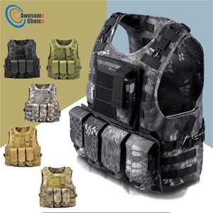 Gilet tactique Bataille amphibie Militaire Molle Gilet Combat Assault Plate Carrier Vest Chasse Protection Vest Camouflage 201214