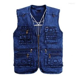 Tactical Vest Men Winter Denim Jeans Vesten mannelijk met veel zakken katoen Gilet Stra2222