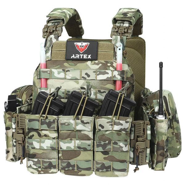 Gilet tactique avec sachet de magazine triple 1000d tissu nylon relevé rapide 6094K HUNTING AIRSOFT CEight Accessoires 240507