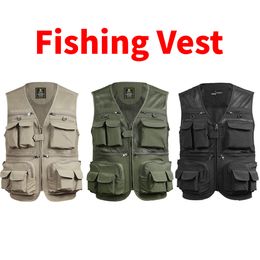 Gilets tactiques Gilet de pêche Gilet de pêche respirant en maille avec poches zippées Gilet de travail d'été pour activités de plein air Gilet de pêche pour hommes 230718